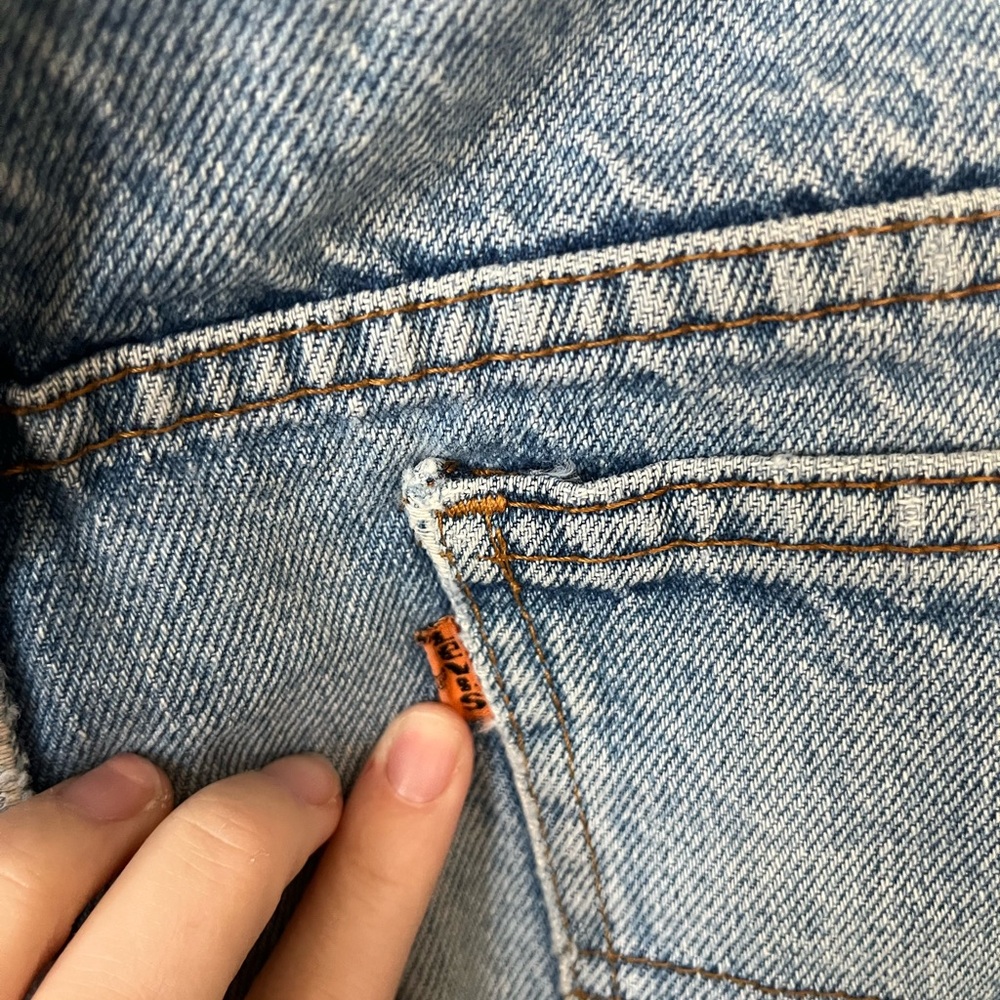 Vintage one-of-a-kind Orange Tab Patchwork Levi’s - Picture 5 of 6
